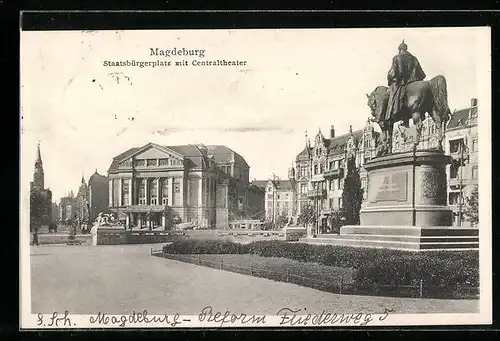 AK Magdeburg, Staatsbürgerplatz mit Centraltheater