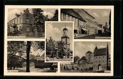 AK Wittstock / Dosse, Fachschule für Landwirtschaf, Rudolf-Breitscheid-Strasse, Rathaus, Alte Stadtmauer und Amtshof