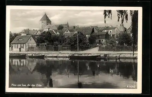 AK Plau am See, Ortspartie an der Elde