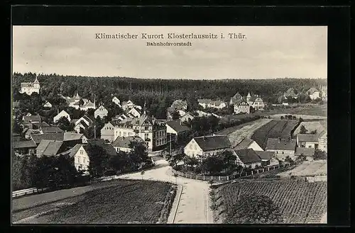 AK Klosterlausnitz / Thür., Bahnhofsvorstadt aus der Vogelschau