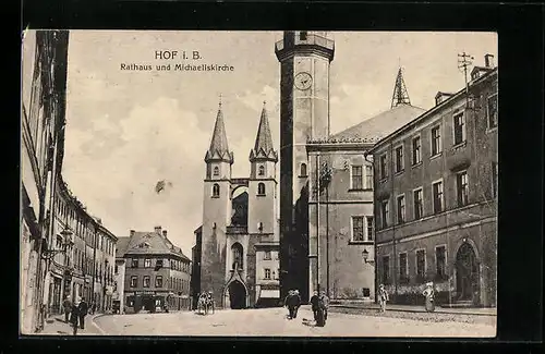 AK Hof i. B., Rathaus und Michaeliskirche