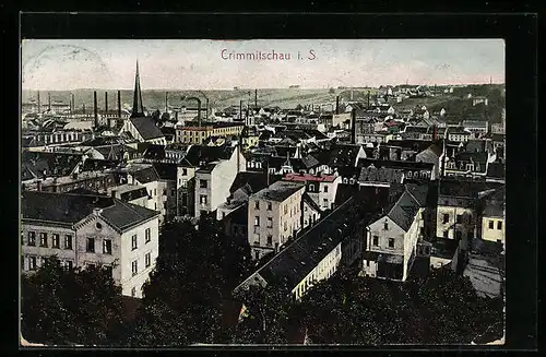 AK Crimmitschau / Sa., Ortsansicht aus der Vogelschau