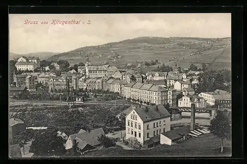 AK Klingenthal i. S., Ortsansicht aus der Vogelschau