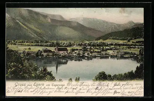 AK Egern / Tegernsee, Ortsansicht mit Kirche