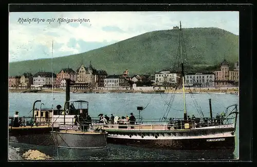 AK Königswinter, Panorama mit Rheinfähre