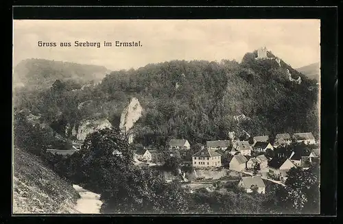 AK Seeburg / Ermstal, Ortsansicht aus der Vogelschau