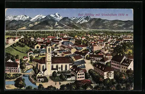 AK Bad Aibling, Ortsansicht mit Wendelstein