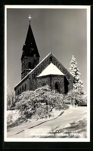 AK Friedrichsbrunn / Harz, Kirche im Winter