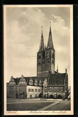 AK Stendal, Marktplatz mit Marienkirche