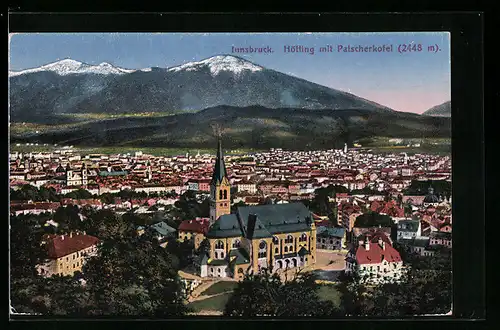 AK Innsbruck, Gesamtansicht mit Hötting und Patscherkofel