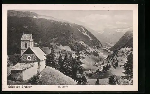 AK Gries am Brenner, St. Jakob, Blick ins Tal