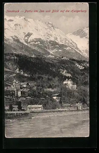 AK Innsbruck, Partie am Inn und Blick auf die Hungerburg