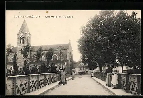 AK Pont-de-Chéruy, Quartier de l`Eglise