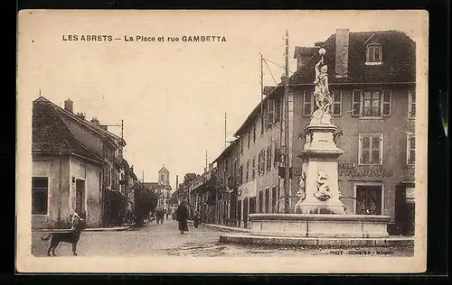 AK Les Abrets, La Place et rue Gambetta