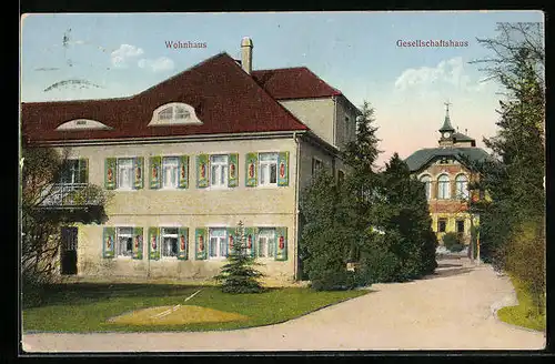 AK Coswig i. Sa., Heilstätte Lindenhof, Wohnhaus, Gesellschaftshaus