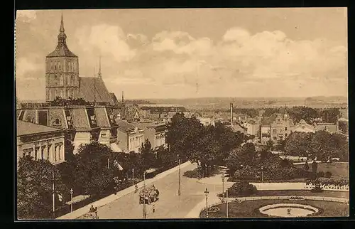 AK Rostock, Nikolaikirche, Neue Wallstrasse