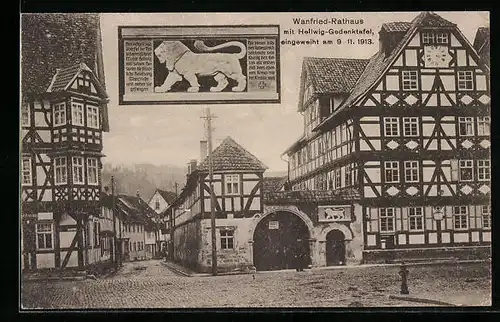 AK Wanfried, Rathaus mit Hellwig-Gedenktafel