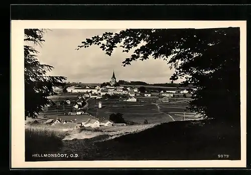 AK Hellmonsödt, Ortansicht mit Kirche