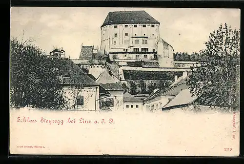 AK Steyregg b. Linz, Blick zum Schloss