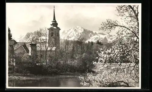 AK St. Jakob a. Th., Teilansicht mit Kirche und Hohem Göll