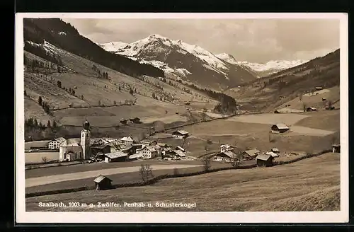 AK Saalbach, Gesamtansicht g. Zwölfer, Penhab und Schusterkogel