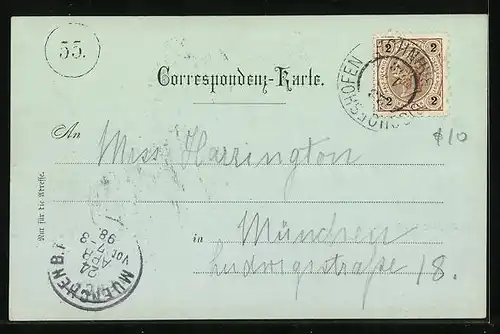 Mondschein-AK Salzburg, Ortsansicht von Mülln gesehen