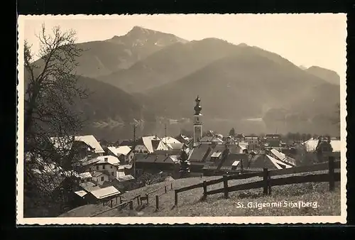 AK St. Gilgen, Totalansicht mit Schafberg