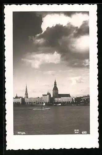 AK Riga, Ortsansicht mit Gebäuden