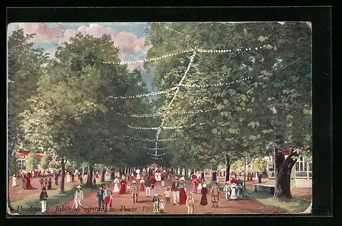 Künstler-AK Prag, Ausstellung 1908, Jubilejni Vystava V Praze 1908, Baumallee