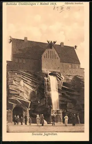 AK Malmö, Baltiska Utställningen 1914, Ausstellung, Svenska Jagtvillan