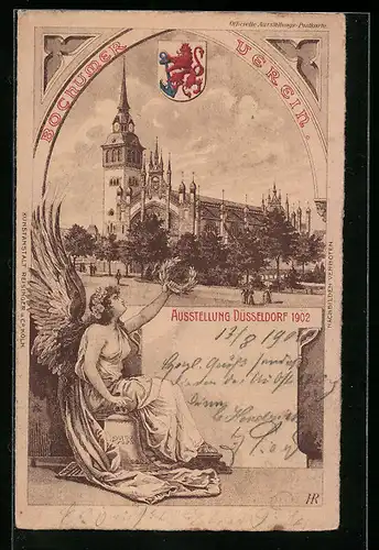 Lithographie Düsseldorf, Ausstellung 1902, Gebäudeansicht