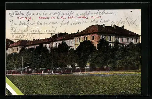 AK Bautzen, Kaserne des 4. Kgl. Sächs. Inf.-Reg. Nr. 103