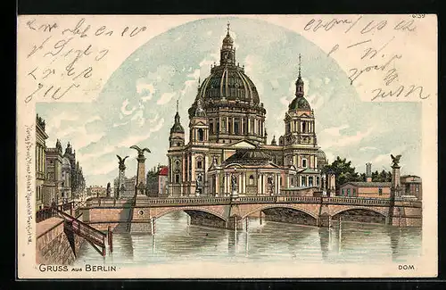 Lithographie Berlin, Blick auf den Dom