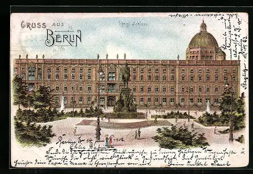 Lithographie Berlin, Blick auf das Königliche Schloss