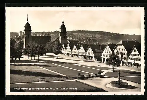 AK Freudenstadt /Schwarzwald, Der Marktplatz aus der Vogelschau