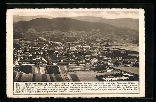 AK Bühl i. Baden, Ortsansicht vom Flugzeug aus