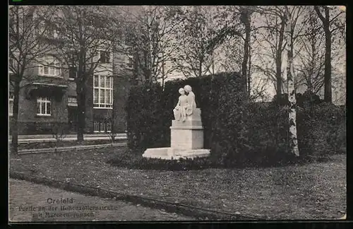 AK Crefeld, Partie an der Hohenzollernstrasse mit Märchenbrunnen