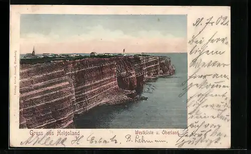 AK Helgoland, Blick auf die Westküste u. Oberland