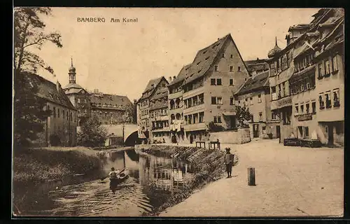 AK Bamberg, Strassenpartie am Kanal