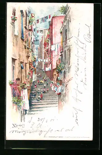 Künstler-AK Napoli, Pallonetto Santa Luca