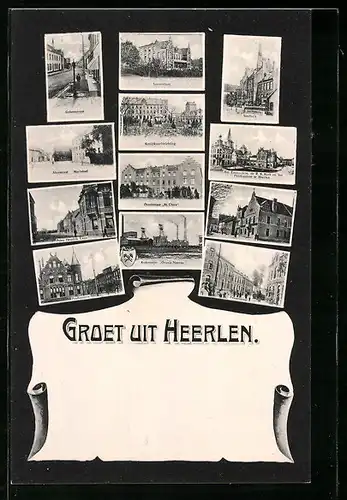 AK Heerlen, Akerstraat, Geleenstraat, Sanatorium, Pensionnat St. Clara, Stadhuis