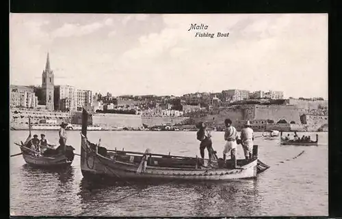 AK Malta, Fishing Boat, Church, Panorama