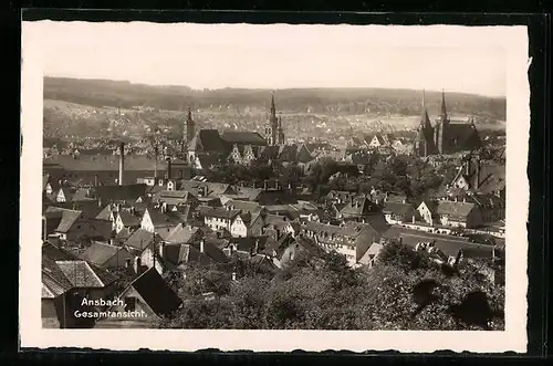 AK Ansbach, Gesamtansicht der Stadt mit den Kirchentürmen