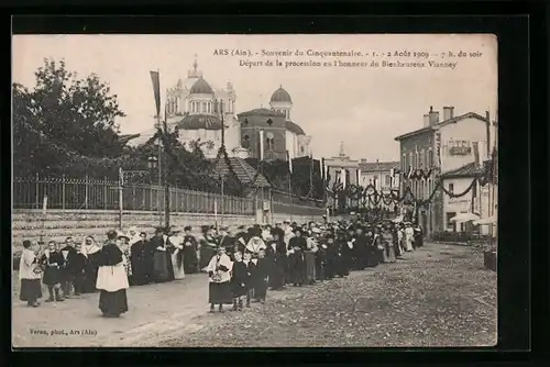 AK Ars, Depart de la procession en l`honneur du Bienheureux Vianney