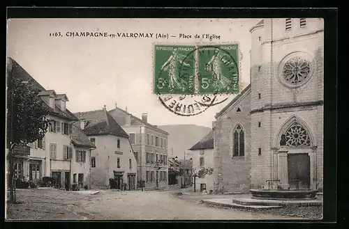 AK Champagne-en-Valromay, Place de l`Eglise