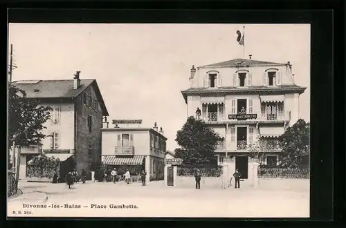 AK Divonne-les-Bains, Place Gambetta, Hotel des Etrangers