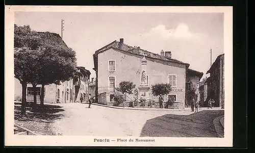 AK Poncin, Place du Monument