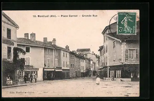 AK Montluel, Place Carnot, Grande Rue