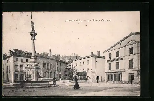 AK Montluel, La Place Carnot, J Janin Coiffeur