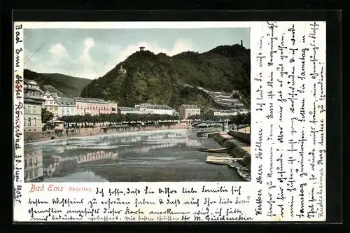 AK Bad Ems, Bäderley, Uferpromenade